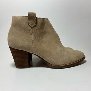 Madewell Billie Leather Suede Taupe Tan Ankle Boots Booties size 8